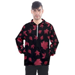 Red Autumn Leaves Autumn Forest Men s Half Zip Pullover by Ravend