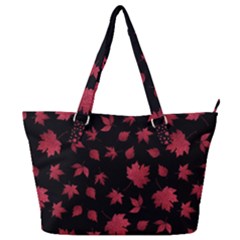 Red Autumn Leaves Autumn Forest Full Print Shoulder Bag by Ravend