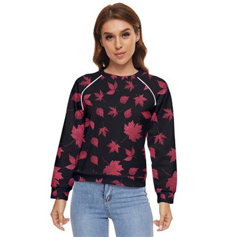 Red Autumn Leaves Autumn Forest Women s Long Sleeve Raglan Tee by Ravend