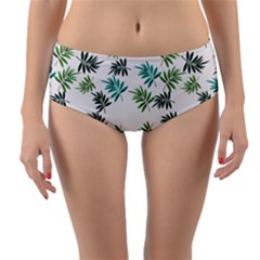 Leaves Plant Design Template Reversible Mid-waist Bikini Bottoms by Ravend