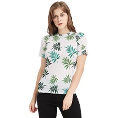 Leaves Plant Design Template Women s Short Sleeve Rash Guard by Ravend