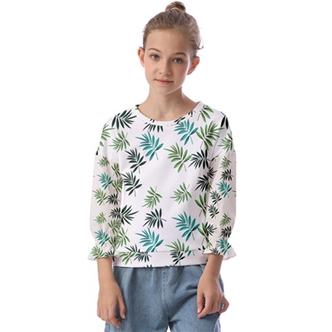 Leaves Plant Design Template Kids  Cuff Sleeve Top by Ravend