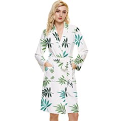 Leaves Plant Design Template Long Sleeve Velour Robe