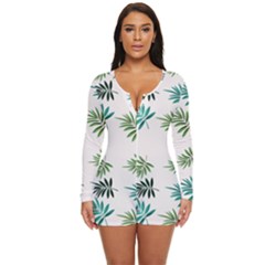 Leaves Plant Design Template Long Sleeve Boyleg Swimsuit by Ravend