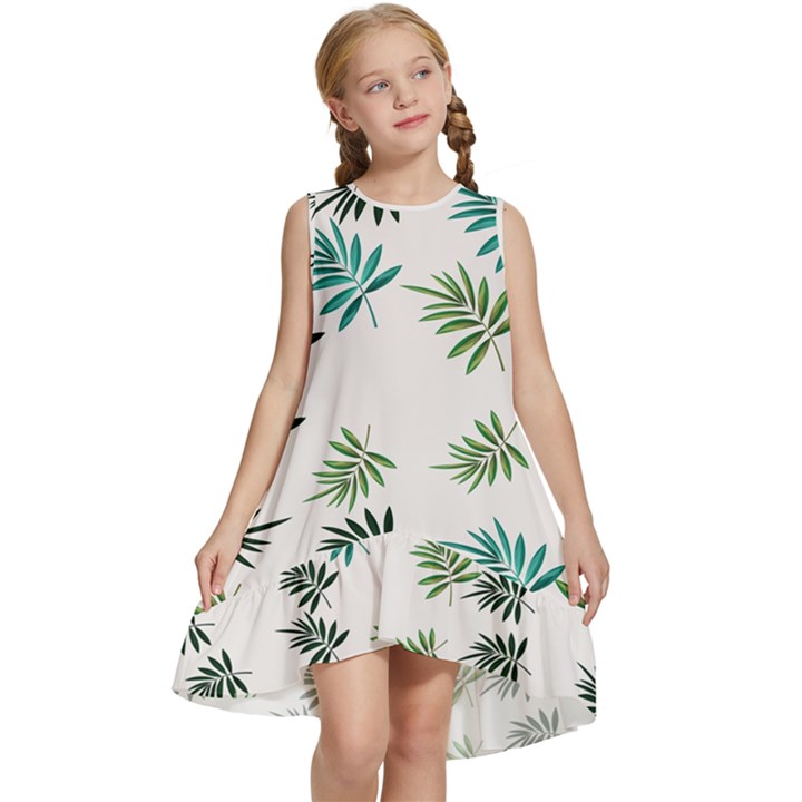 Leaves Plant Design Template Kids  Frill Swing Dress