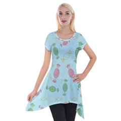 Toffees Candy Sweet Dessert Short Sleeve Side Drop Tunic by Ravend