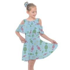 Toffees Candy Sweet Dessert Kids  Shoulder Cutout Chiffon Dress by Ravend