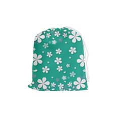 Pattern Background Daisy Flower Floral Drawstring Pouch (medium) by Ravend