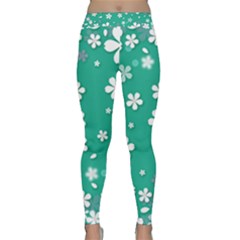 Pattern Background Daisy Flower Floral Classic Yoga Leggings by Ravend