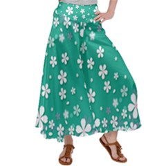 Pattern Background Daisy Flower Floral Satin Palazzo Pants by Ravend