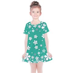 Pattern Background Daisy Flower Floral Kids  Simple Cotton Dress by Ravend