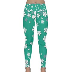 Pattern Background Daisy Flower Floral Lightweight Velour Classic Yoga Leggings by Ravend