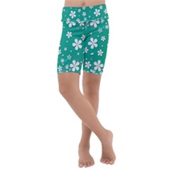 Pattern Background Daisy Flower Floral Kids  Lightweight Velour Cropped Yoga Leggings by Ravend