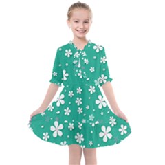 Pattern Background Daisy Flower Floral Kids  All Frills Chiffon Dress by Ravend