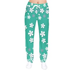 Pattern Background Daisy Flower Floral Women Velvet Drawstring Pants by Ravend