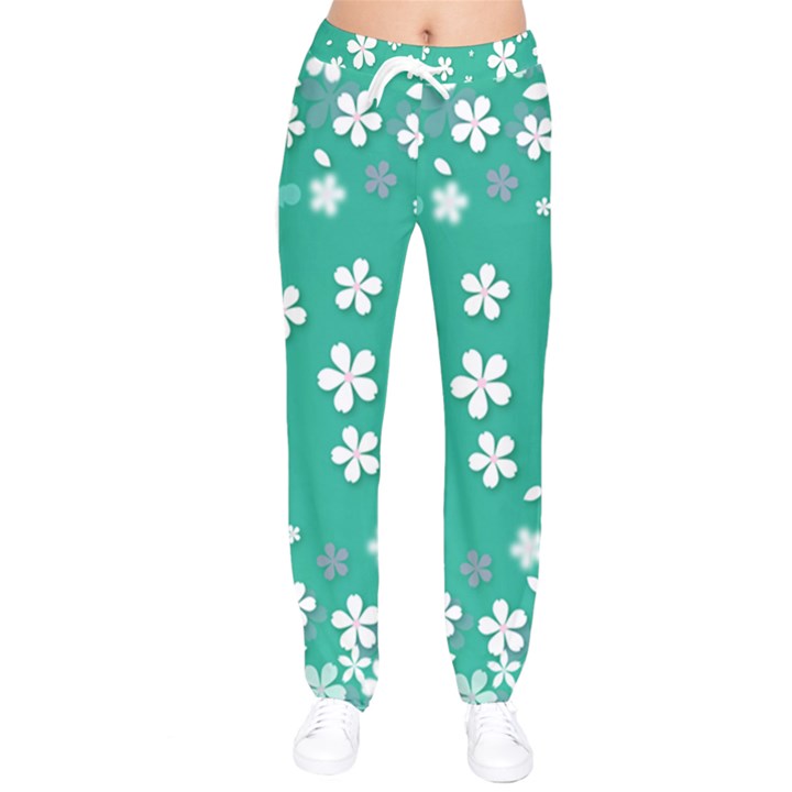 Pattern Background Daisy Flower Floral Women velvet Drawstring Pants