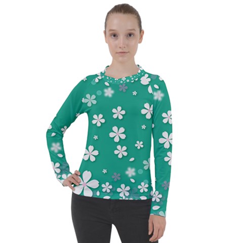 Pattern Background Daisy Flower Floral Women s Pique Long Sleeve Tee by Ravend