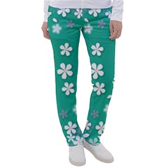 Pattern Background Daisy Flower Floral Women s Casual Pants by Ravend