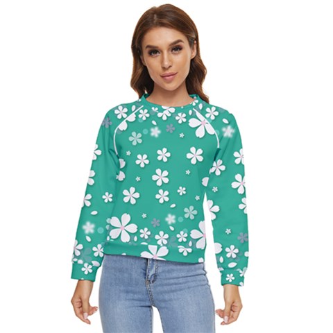 Pattern Background Daisy Flower Floral Women s Long Sleeve Raglan Tee by Ravend