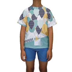 Abstract Balloon Pattern Decoration Kids  Short Sleeve Swimwear by Ravend