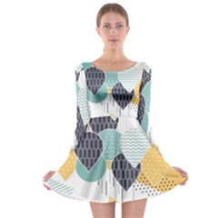 Abstract Balloon Pattern Decoration Long Sleeve Skater Dress by Ravend