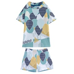 Abstract Balloon Pattern Decoration Kids  Swim Tee And Shorts Set by Ravend