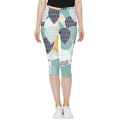 Abstract Balloon Pattern Decoration Inside Out Lightweight Velour Capri Leggings 