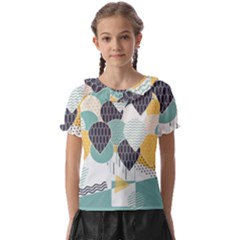 Abstract Balloon Pattern Decoration Kids  Frill Chiffon Blouse by Ravend