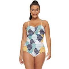 Abstract Balloon Pattern Decoration Retro Full Coverage Swimsuit by Ravend