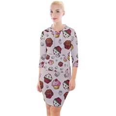 Cake Cupcake Sweet Dessert Food Quarter Sleeve Hood Bodycon Dress by Ravend