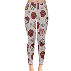 Cake Cupcake Sweet Dessert Food Inside Out Leggings by Ravend