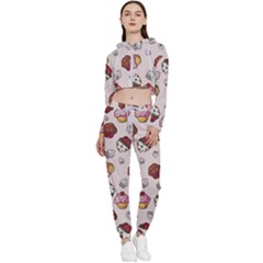 Cake Cupcake Sweet Dessert Food Cropped Zip Up Lounge Set by Ravend