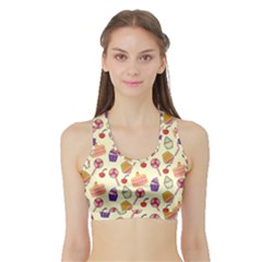 Cupcake Pattern Lollipop Sports Bra With Border by Ravend