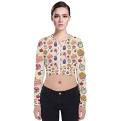 Cupcake Pattern Lollipop Long Sleeve Zip Up Bomber Jacket by Ravend