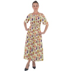 Cupcake Pattern Lollipop Shoulder Straps Boho Maxi Dress  by Ravend