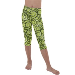 Flower Design Paradigm Start Kids  Lightweight Velour Capri Leggings  by Ravend