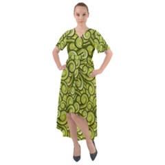 Flower Design Paradigm Start Front Wrap High Low Dress by Ravend