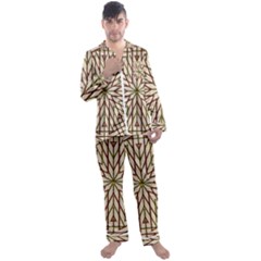 Kaleidoscope Line Triangle Pattern Men s Long Sleeve Satin Pajamas Set by Ravend