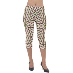 Kaleidoscope Line Triangle Pattern Lightweight Velour Capri Leggings  by Ravend