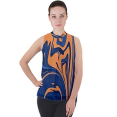 Abstract Background Texture Pattern Mock Neck Chiffon Sleeveless Top by Ravend