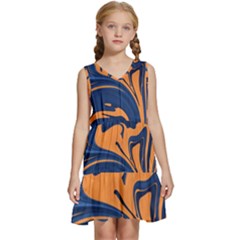 Abstract Background Texture Pattern Kids  Sleeveless Tiered Mini Dress