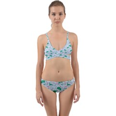 Illustration Flower Pattern Wallpaper Seamless Wrap Around Bikini Set by Ravend