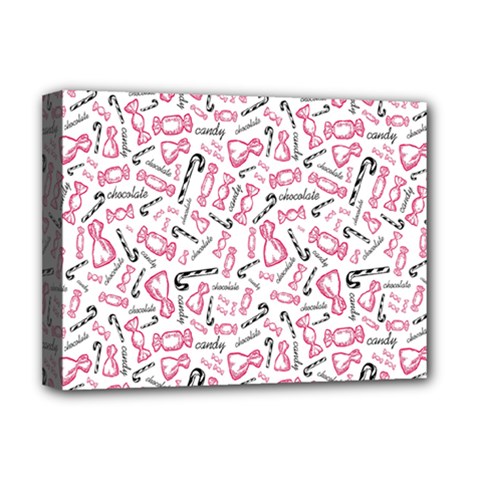 Candy Pink Black-cute Sweat Deluxe Canvas 16  X 12  (stretched)  by Ravend