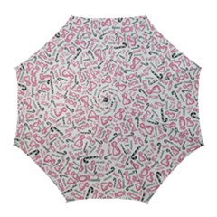 Candy Pink Black-cute Sweat Golf Umbrellas by Ravend