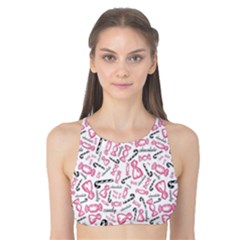 Candy Pink Black-cute Sweat Tank Bikini Top by Ravend