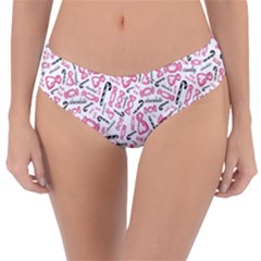 Candy Pink Black-cute Sweat Reversible Classic Bikini Bottoms by Ravend