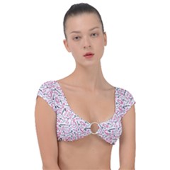 Candy Pink Black-cute Sweat Cap Sleeve Ring Bikini Top by Ravend