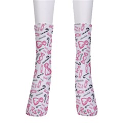 Candy Pink Black-cute Sweat Crew Socks by Ravend