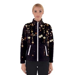 Stars Christmas Background Pattern Women s Bomber Jacket by danenraven