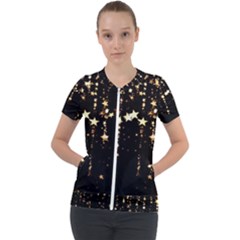 Stars Christmas Background Pattern Short Sleeve Zip Up Jacket by danenraven